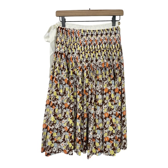 ♦️SOLD♦️ NWT Tory Burch Pleated Tie Waist Floral Print Skirt - Picture 5 of 13